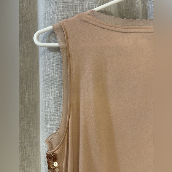 Ann Taylor LOFT Petites Tank Top Full Front Sequins, Size LP, Beige/Gold - Picture 6 of 10